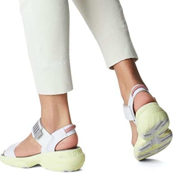 Sorel Shoes - Sorel Explorer Blitz Stride Sandals Leather Wedge White Bolt Hint Size 7.5 NEW